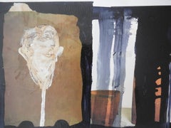 peter below Head on a Pole, Artforum Series #8 Mixed Media Collage