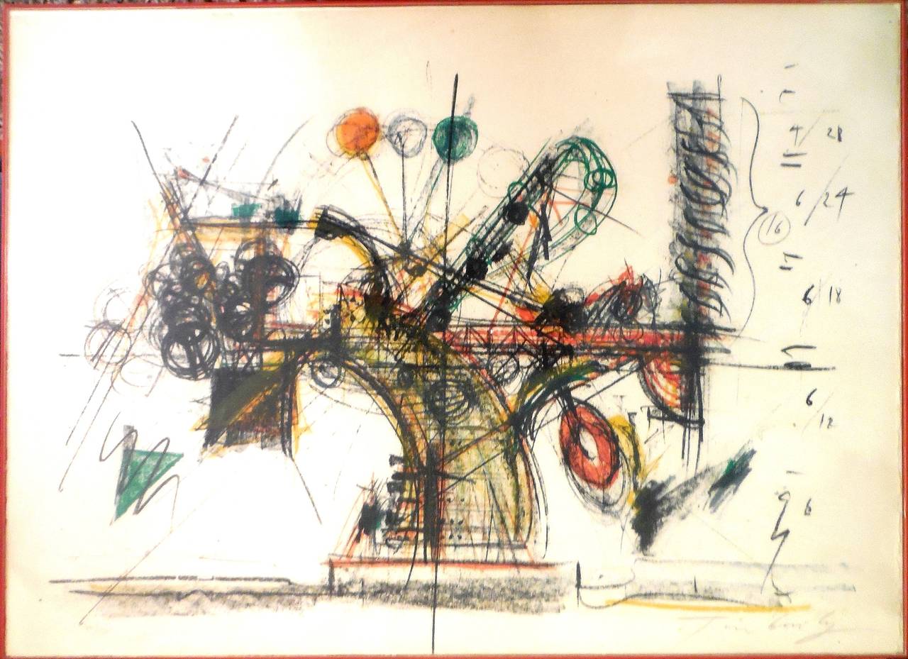 Jean Tinguely Abstract Print - Chaos, Machine Sculpture Lithograph