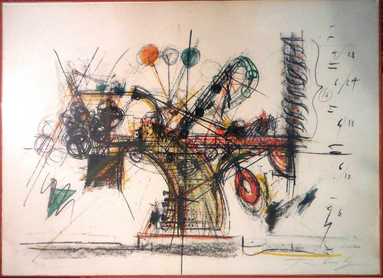 Chaos, Machine Sculpture Lithograph - Surrealist Print by Jean Tinguely