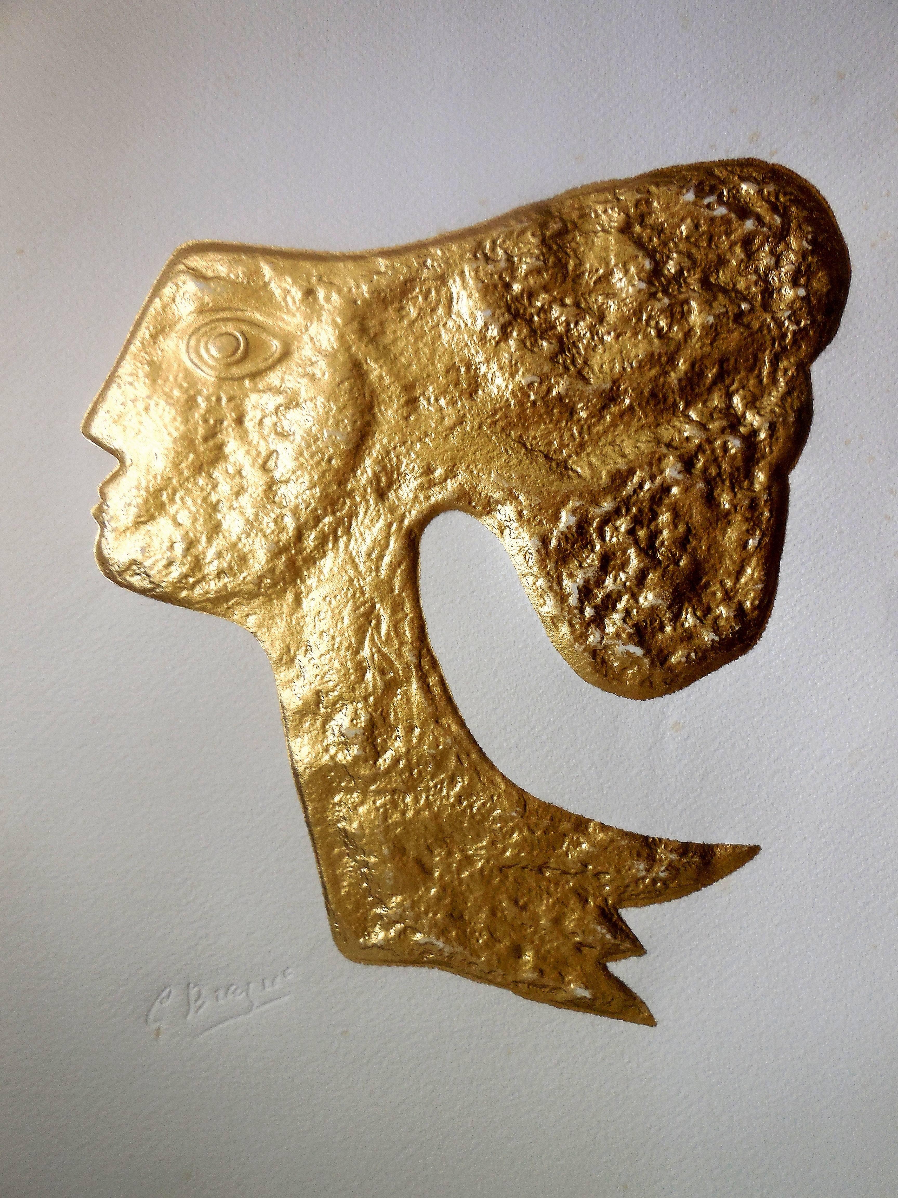 Georges Braque Figurative Print - Rare "Atalante" Gold Embossed Etching