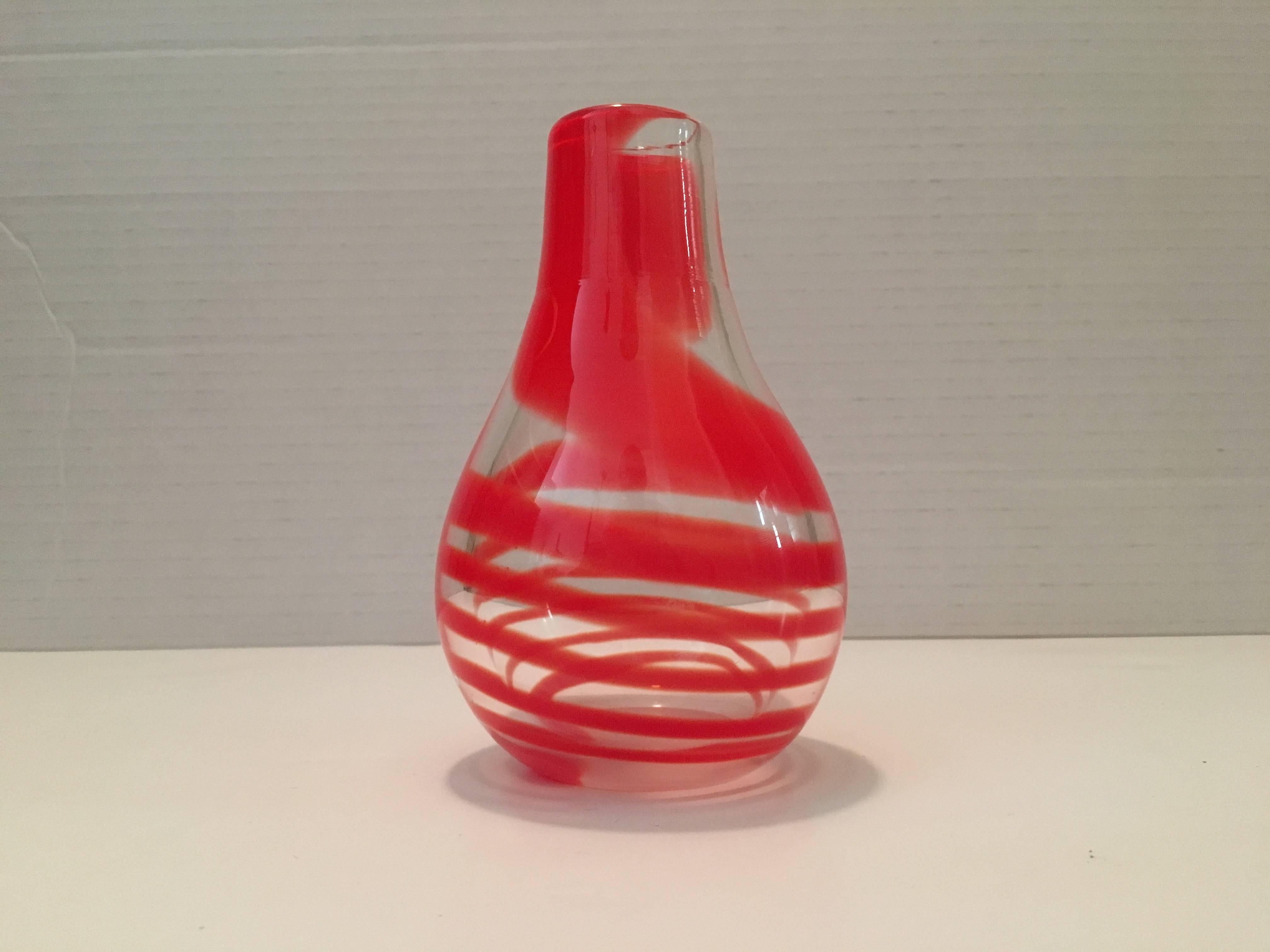 Small Bud Vase Blown Murano Swirl Glass Vase - Sculpture by Unknown