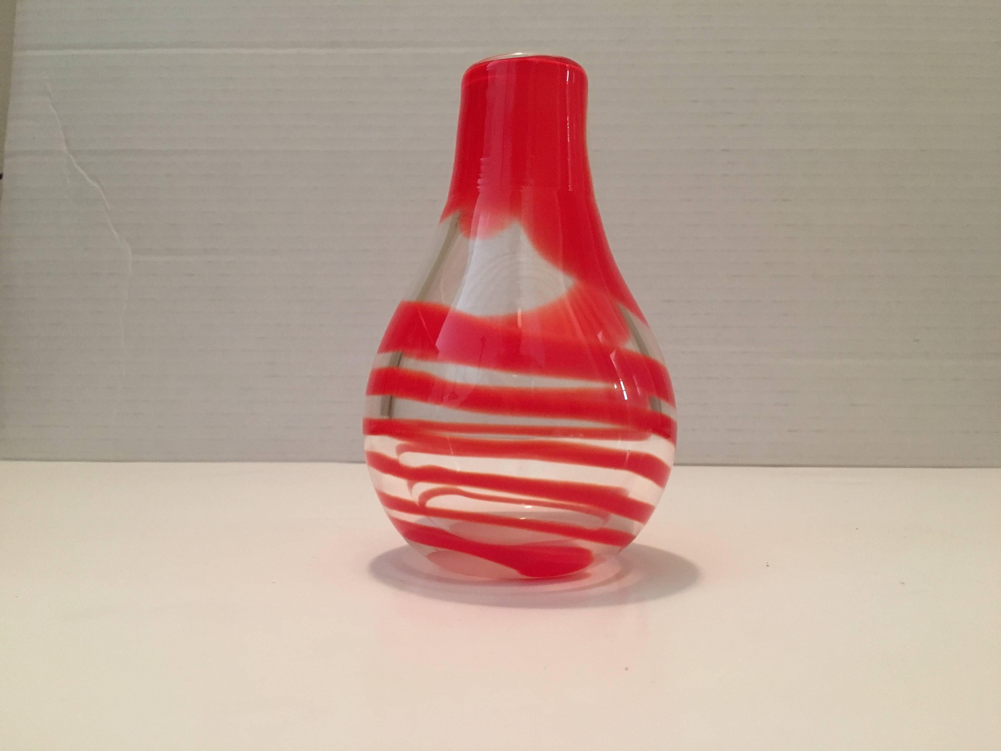 Unknown Abstract Sculpture - Small Bud Vase Blown Murano Swirl Glass Vase