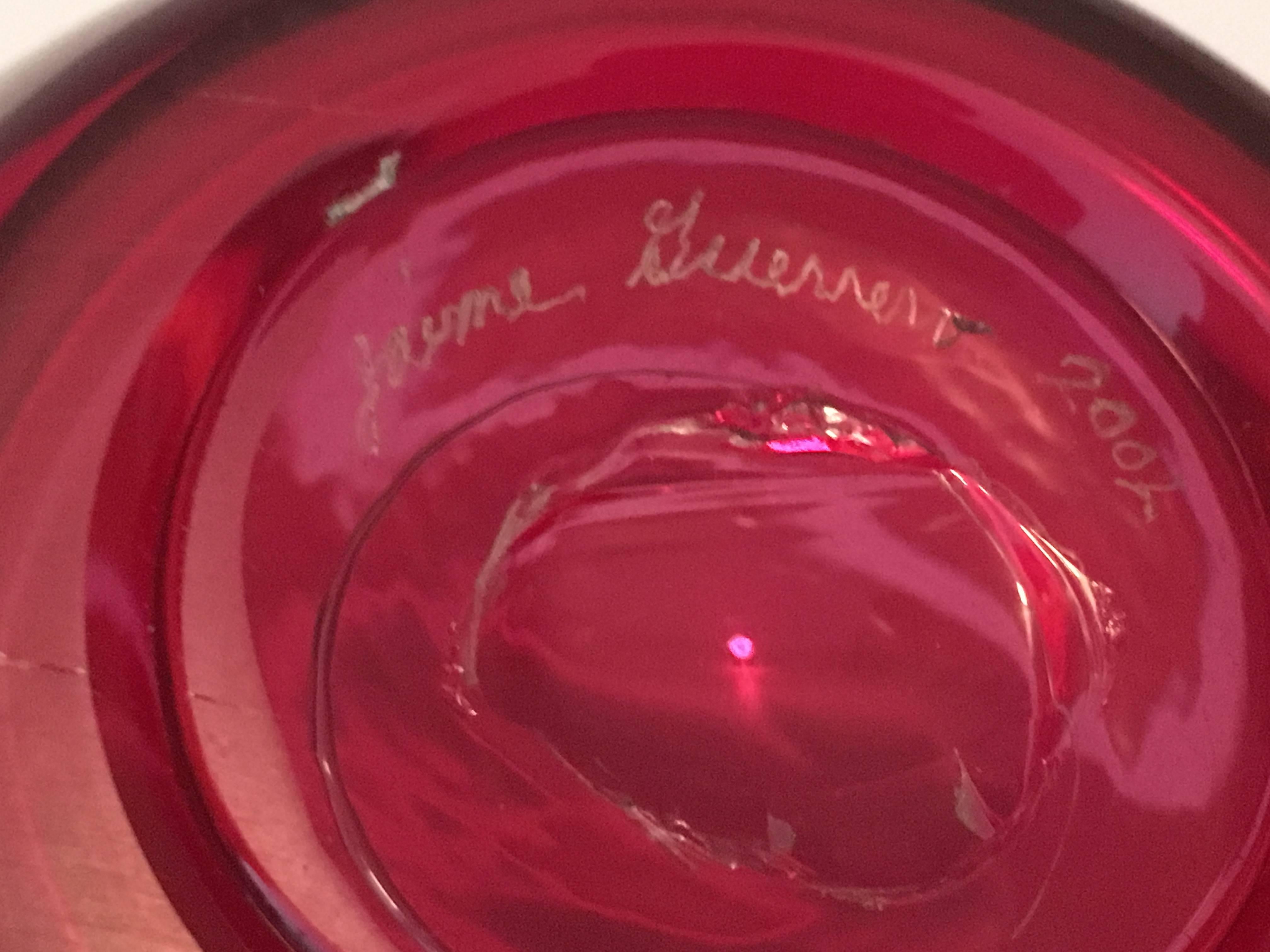 vase en verre du studio Jaime Guerrero à grande ampoule rouge #9 5