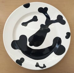 Gronk Rare Art Plate Pottery:: Noir et Blanc 1994