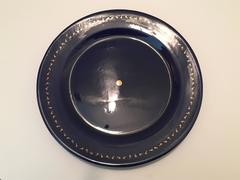 Rare Eric Orr Art Plate Pottery, Blue and Gold 1994