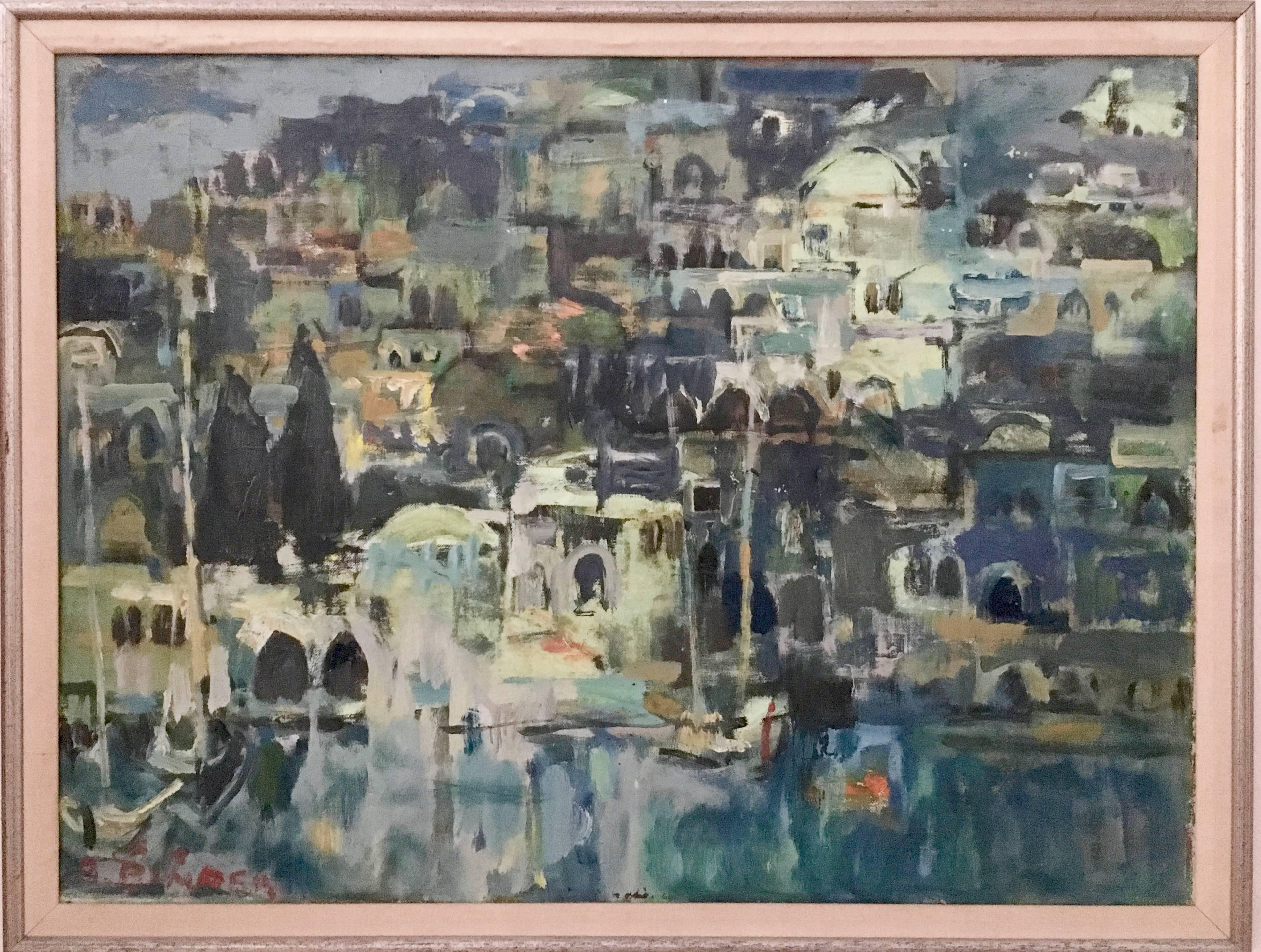 Avraham Binder Landscape Painting - Port of Old Jaffa (Tel Aviv)