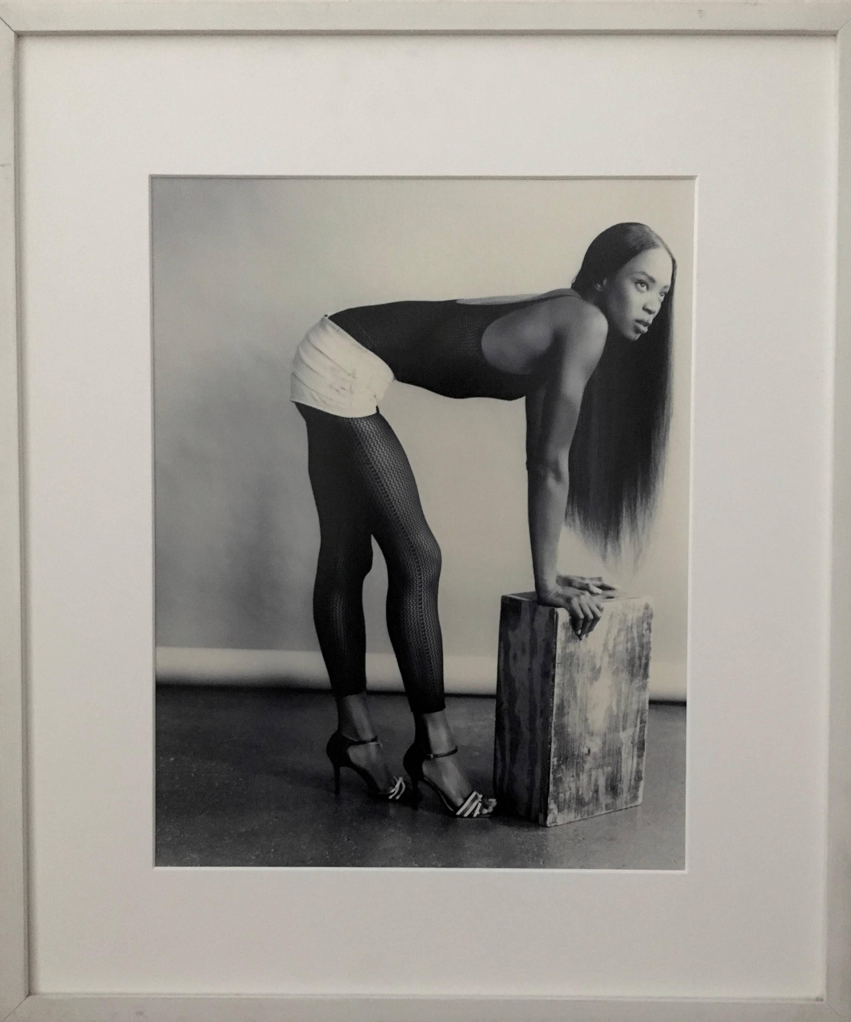 Paul Rowland Black and White Photograph - Naomi Campbell Rare Vintage Silver Gelatin Photograph