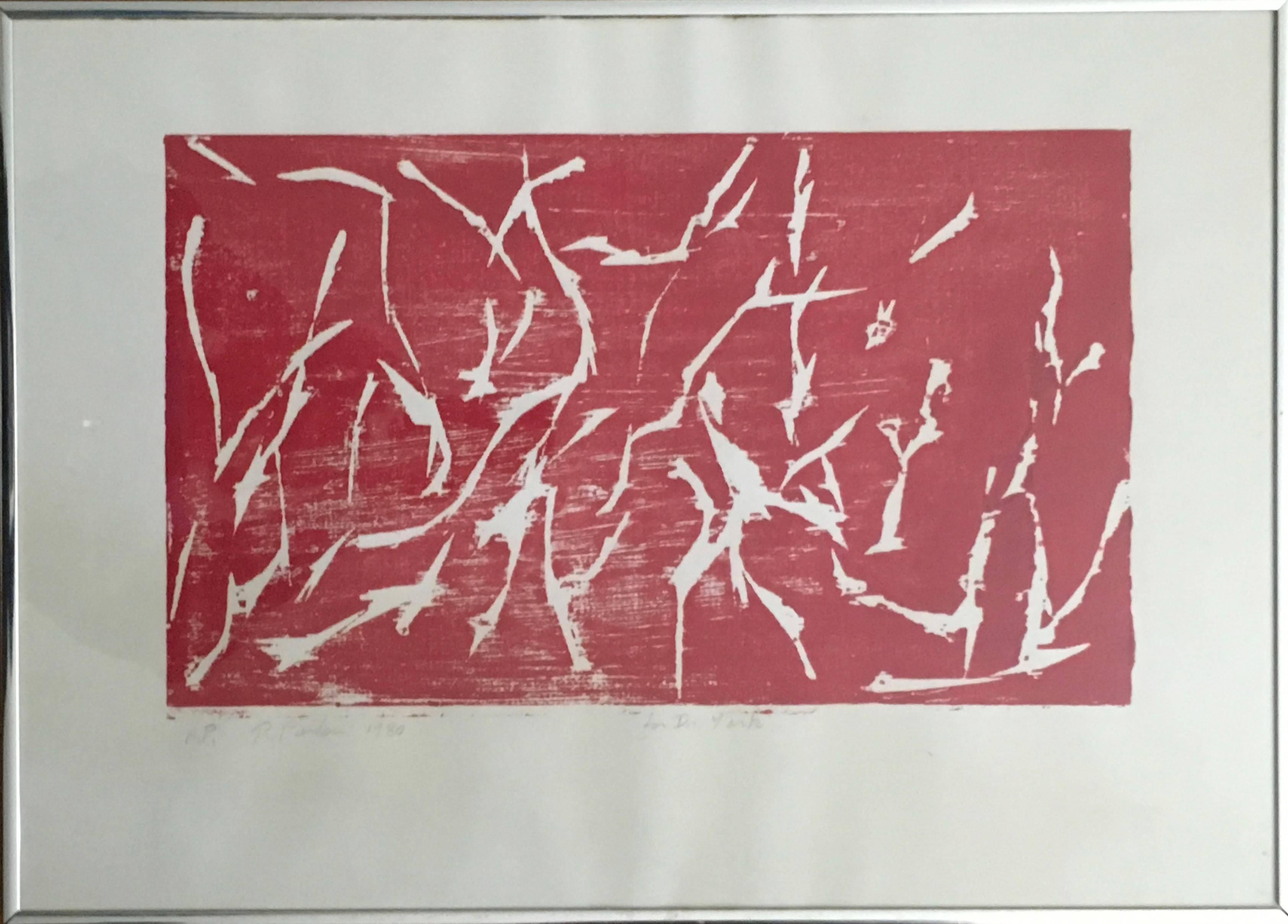 Raymond Parker Abstract Print - Untitled, Abstract Ray Parker Woodcut Print