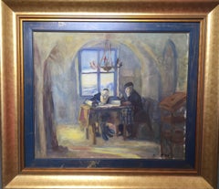 Scribe and Scholar, Judaic Oil on Canvas