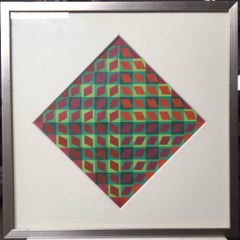 Banya, 1964 Vintage Abstract Op Art Screen Print Serigraph