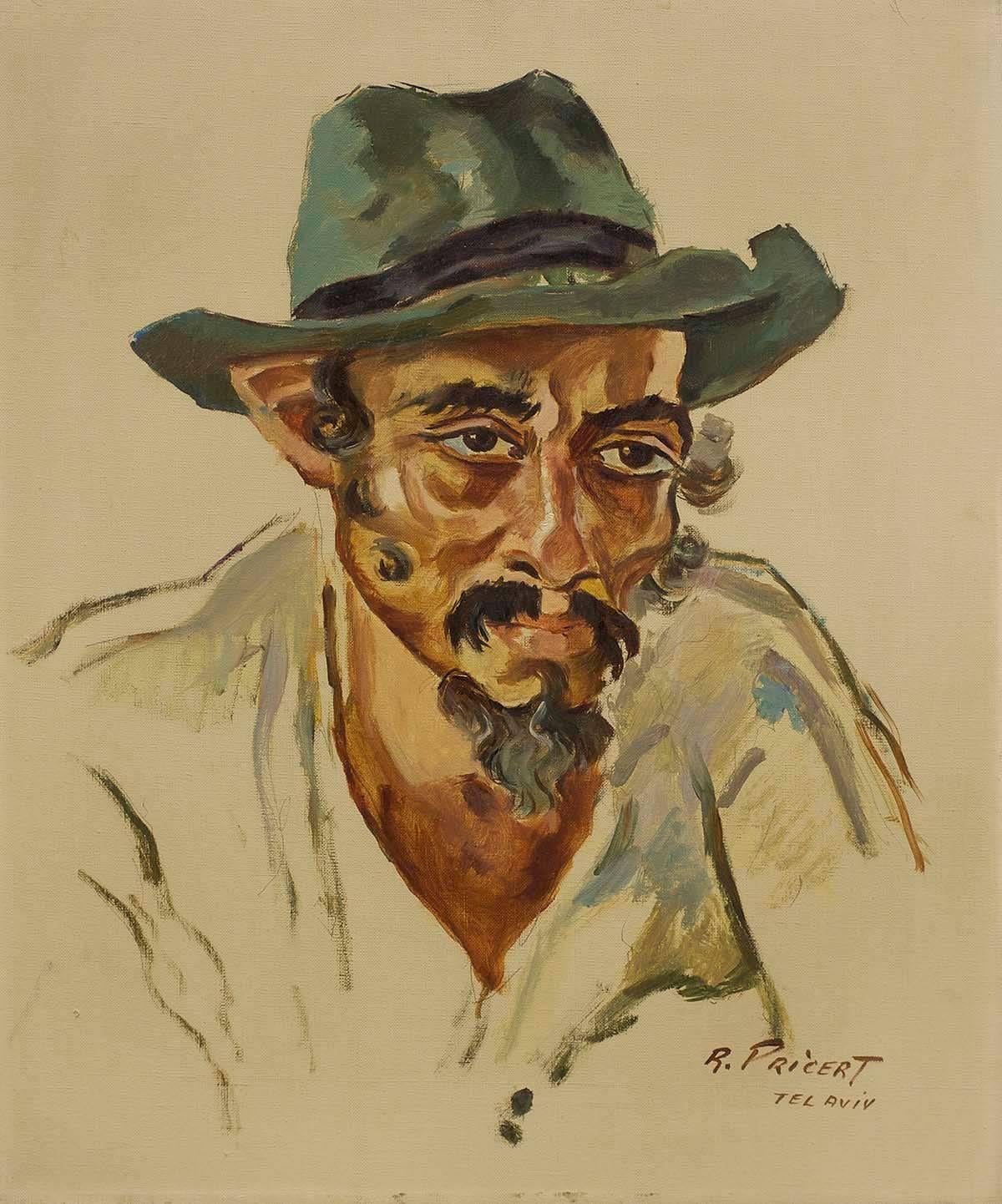 Raphael Pricert Portrait Painting - Yemenite Man, Tel Aviv, 1940's Palestine/Israel