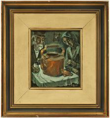 Old Couple with Samovar, Oil Painting