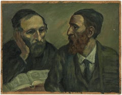 Scholars at Study, Judaica Oil Painting