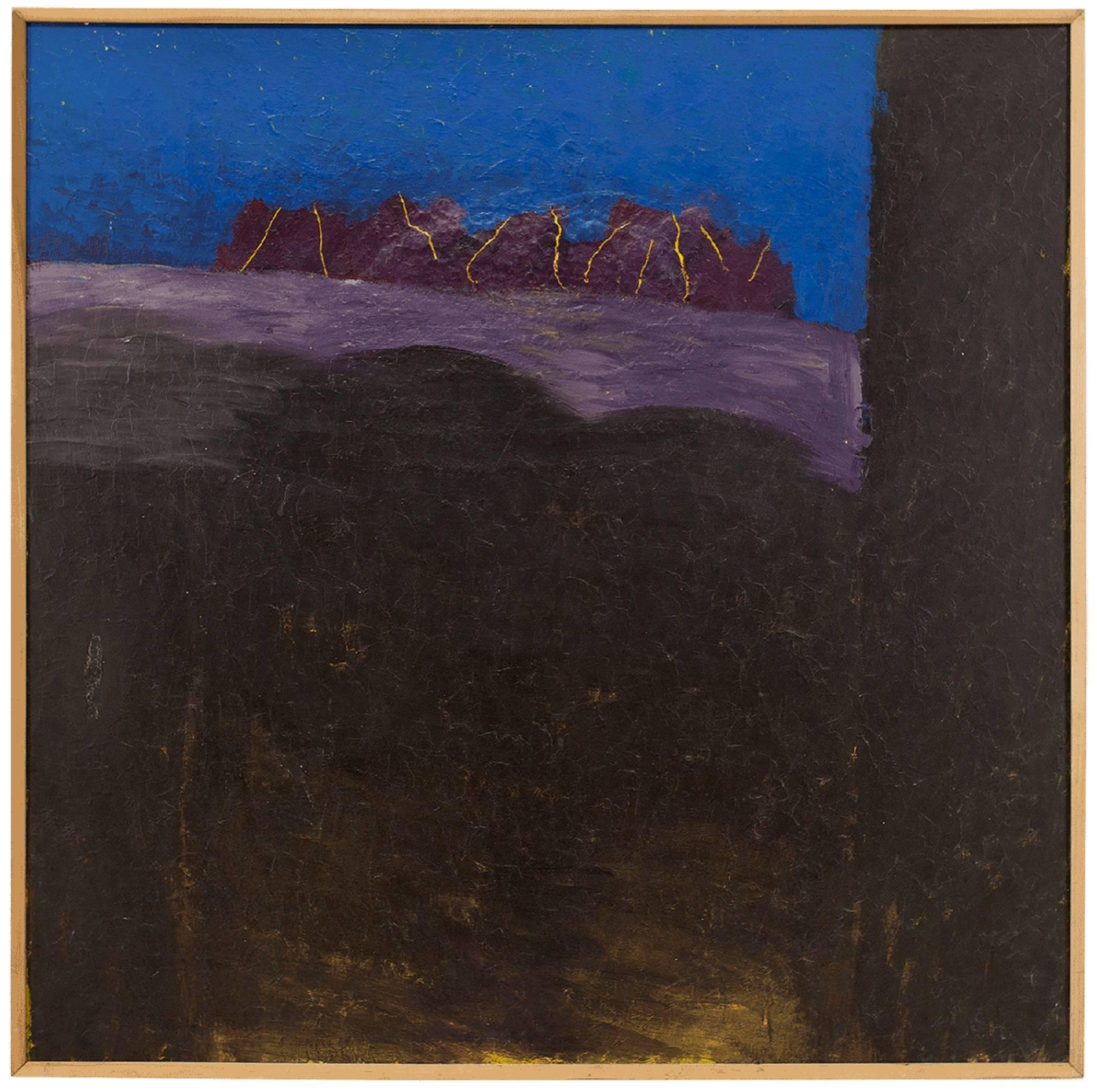 Larry Abramson Abstract Painting - Large Israel Modernist Landscape Painting Bezalel Artist