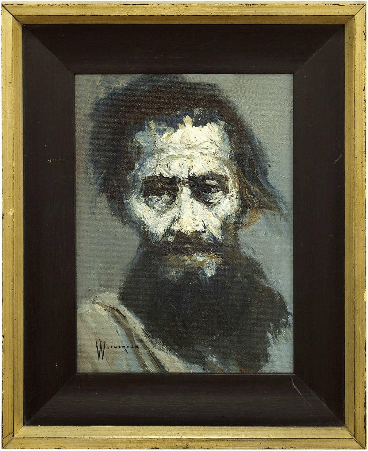 William Weintraub Portrait Painting - Portrait of a Man, Mid Century Expressionast Israeli Painting