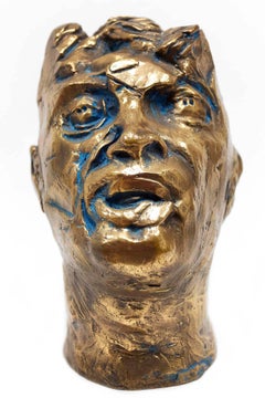 Vintage Untitled, Head Of An Artist, Avant-Garde Bronze Sculpture