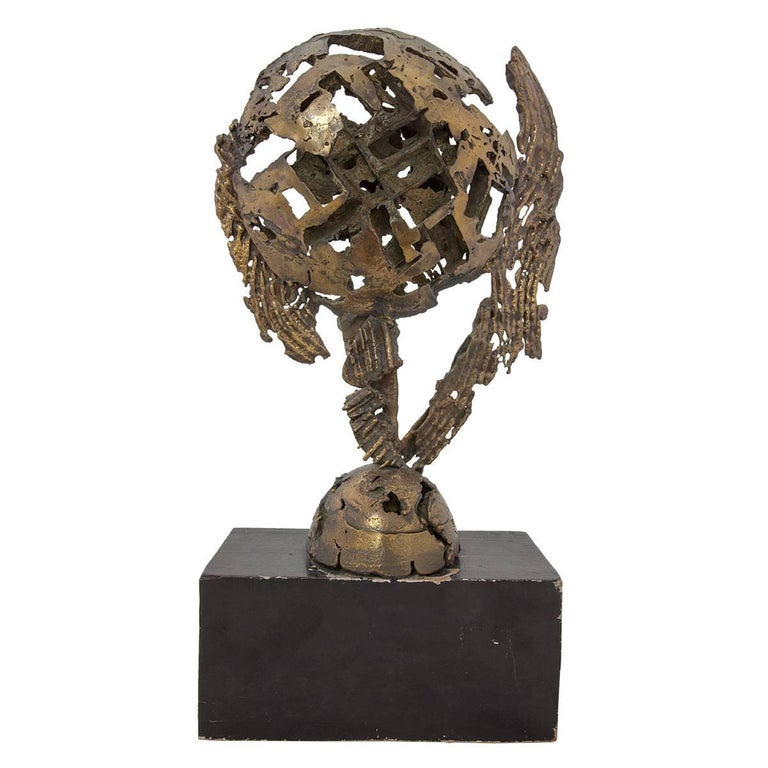Unknown Abstract Sculpture - Italian Modernist Bronze Brutalist Sculpture (Manner of Pomodoro)