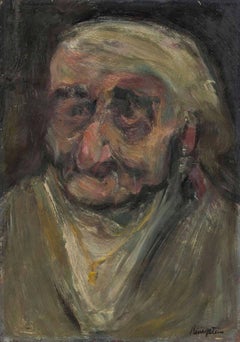 Old Jewish Babushka Oil Painting Rediscovered New York Master Jonah Kinigstein