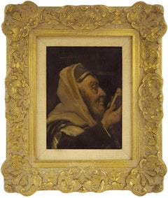 En prière, début du 20e siècle, peinture à l'huile de portrait de lapin judaïque