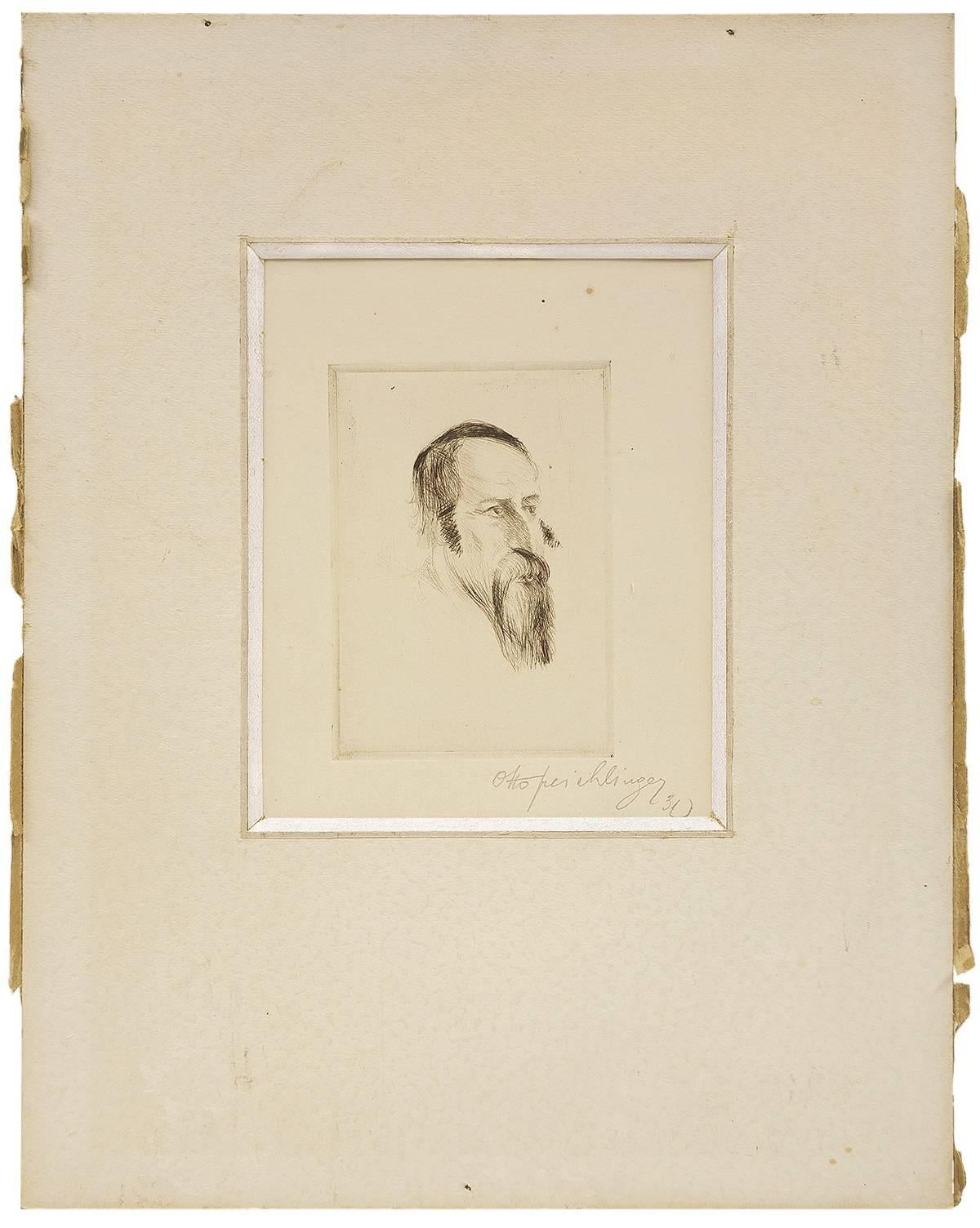 Rabbi (Study), Etching on Paper - Art by Otto Freichlinger