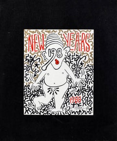 New Years 1988, Pop Art Hand Embellished Drawing, Print, LA II Collaboration