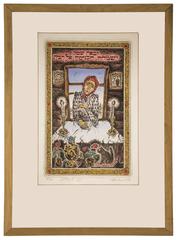 "Shabbat Comes and Joy Fills the House" Post Soviet Judaica Etching Hand Colored