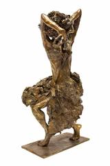 Untitled (Metamorphosis) Brutalist Surrealist Bronze Sculpture Woman Dancing