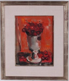 Vintage Vibrant Bowl of Cherries Oil Painting by Pierre Jerome