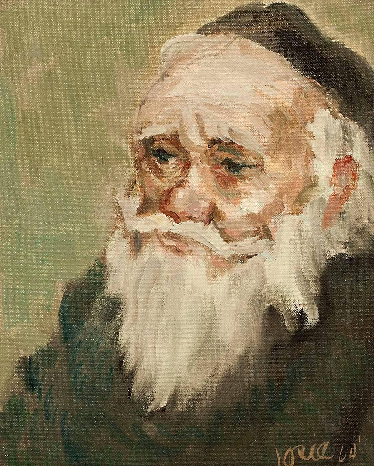 Portrait of Elderly Rabbi - Painting by Unknown