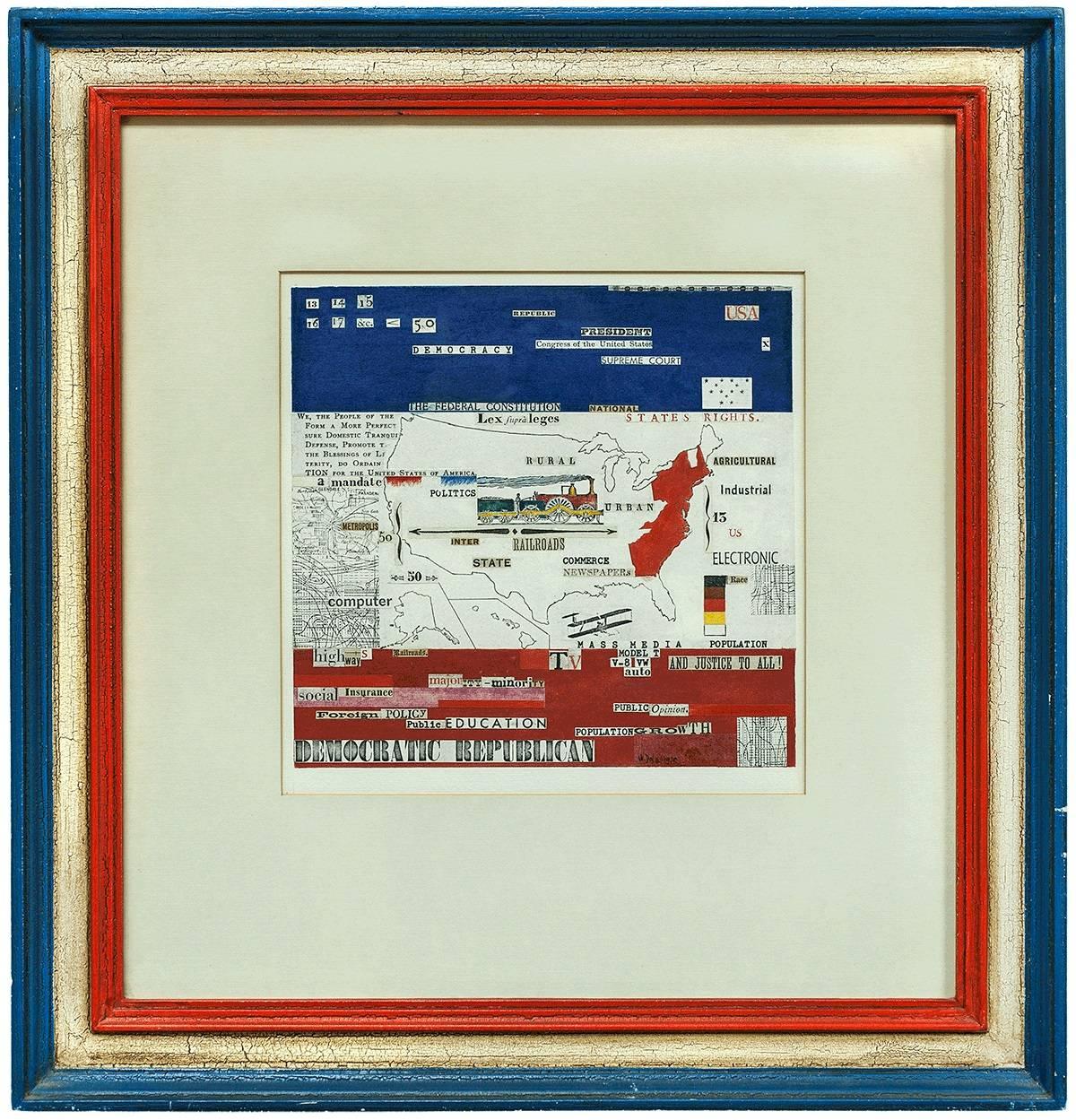 UNTITLED "USA" (DEMOCRATIC REPUBLICAN COLLAGE) - Mixed Media Art by William Dole