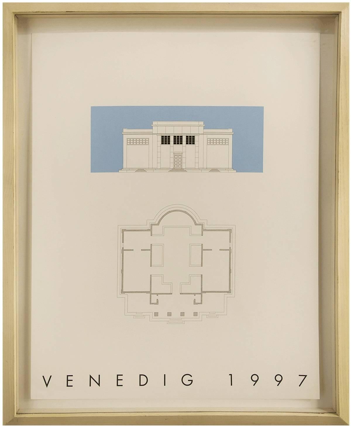 Piece 2 of 3 from the 'Sequences' series, this silkscreen print depicts block color and architecture. Edition of 60.

Gerhard Merz (born 25 May 1947 in Mammendorf , district of Fürstenfeldbruck ) is a German artist.

From 1969 to 1973, he studied at