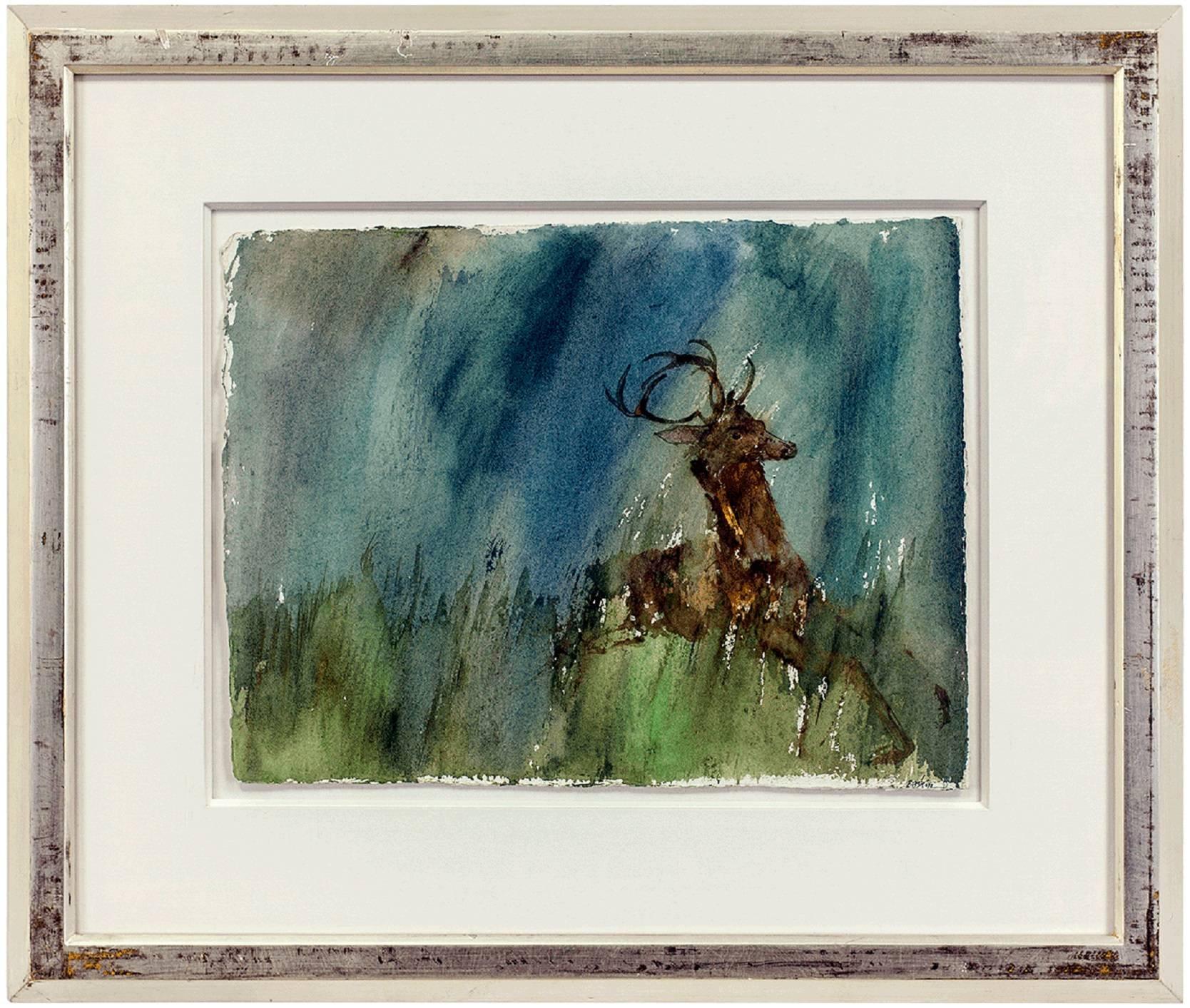 Rare Leonard Baskin Watercolor Seasons Song: Deer Illus. Ted Hughes Poem 2