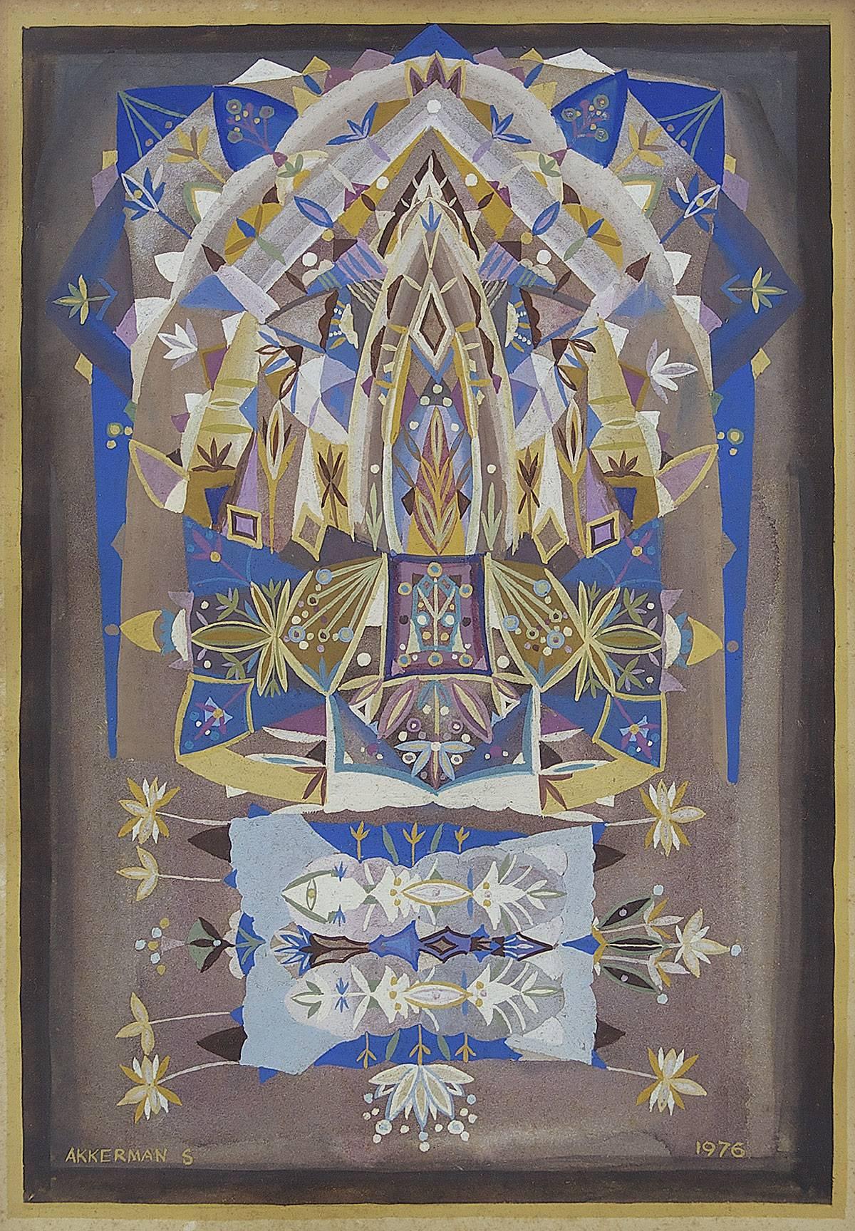Shmuel Ackerman Abstract Painting - Mandala Judaica Post Soviet Russian Avant Garde Israeli Leviathan Group Painting
