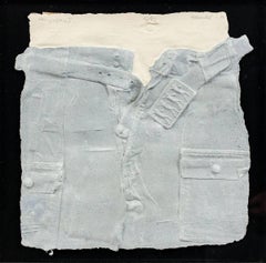 Bill Haendel jean bleu sculpté en relief en papier coulé, 1975