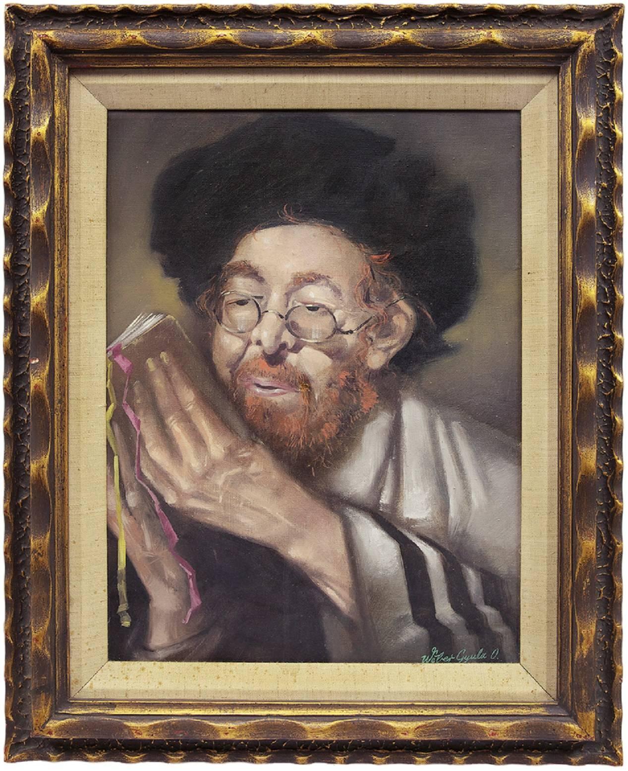 Weber Gyula Figurative Painting - Hungarian Judaica, Hassidic Rabbi painting