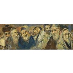 Scholars and Rabbis, Judaica Oil Painting 9