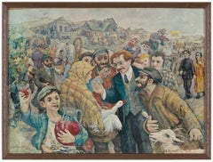 Shalom Aleichem Storytelling in the Shtetl, Judaica Print