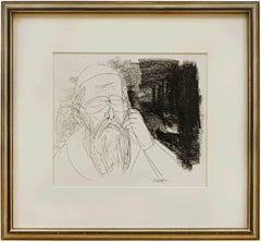 Hasidic Sage in Meditative Contemplation (The Kabbalist) Judaica Drawing