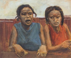 Vintage Untitled, African American Girls, Realist Painting