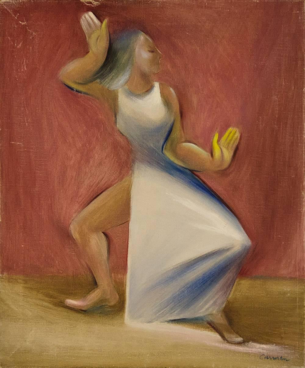 Albert Carman Figurative Painting - Modernist Dancer, Portrait of Isidora Duncan C. 1930s