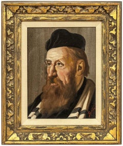 The Cantor, Vintage Judaica European Oil Painting