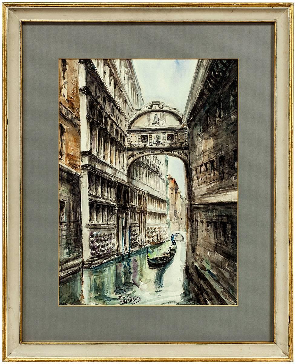 Toni Orsini Landscape Art - Canal à Venise, Watercolor