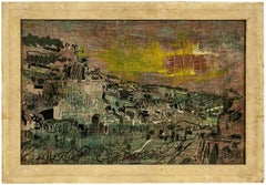 Vintage Rocamadour, Modernist Abstract Architectural Village Landscape