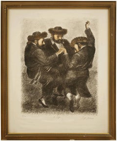 Lithographie judaïque « To Life » de L'Chaim, danse hébraïque