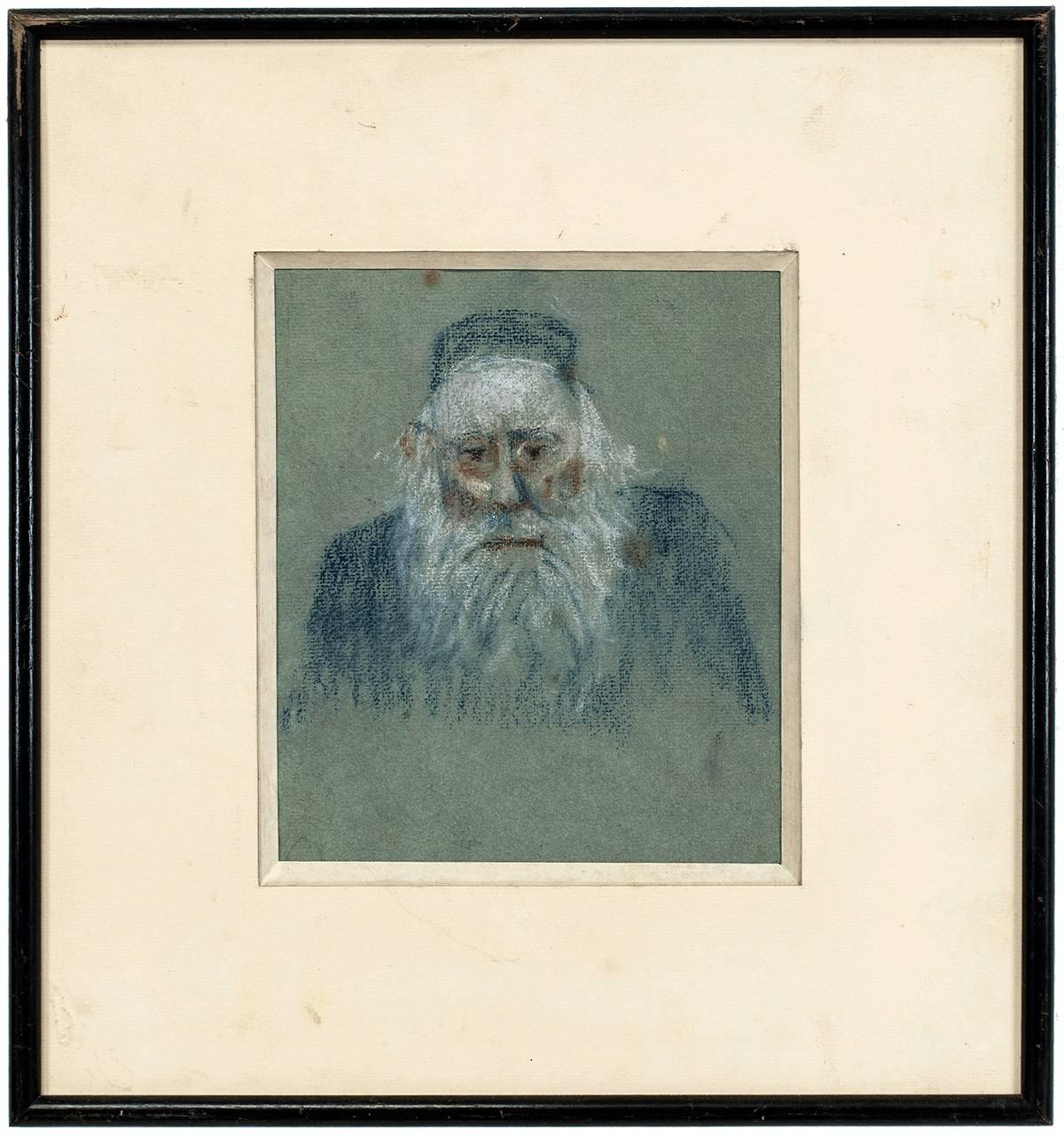 Unknown Portrait Painting - Elderly Rabbi Portrait