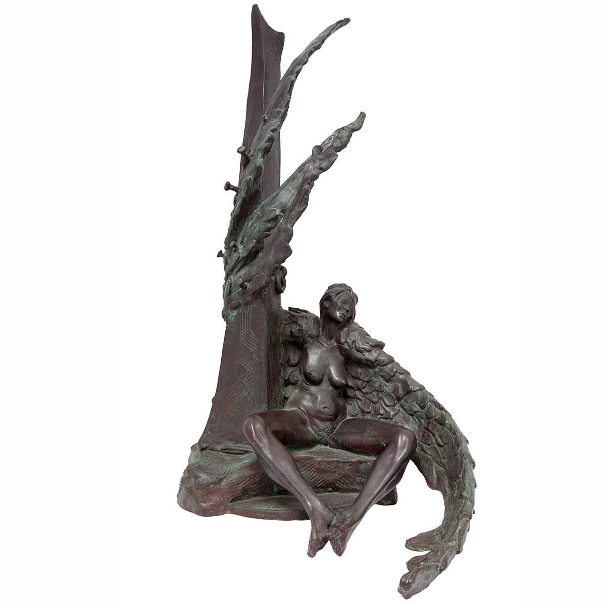 Frank Williams Nude Sculpture - Devotion's Angel 2000. Cast bronze. Nude Angel Sculpture 3 0f 3