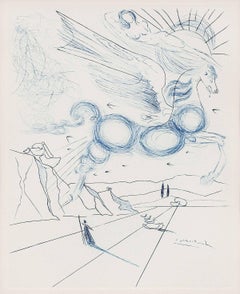 PEGASUS IN FLIGHT WITH ANGEL, Etching