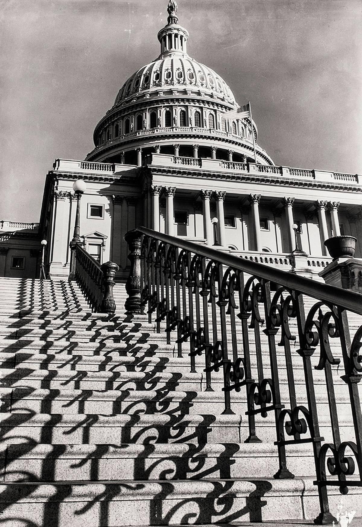 Margaret Bourke-White Landscape Photograph - MARGARET BOURKE-WHITE (AMERICAN, 1904-1971): "THE CAPITOL STEPS, WASHINGTON, D.C