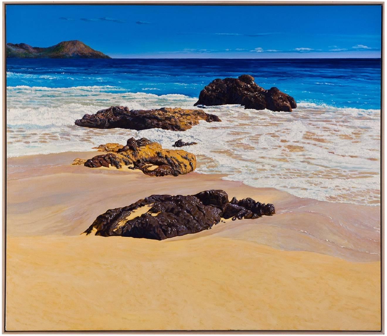 Fabio Aguzzi Landscape Painting - Large Painting St. Barth (Ocean Beach with sky)