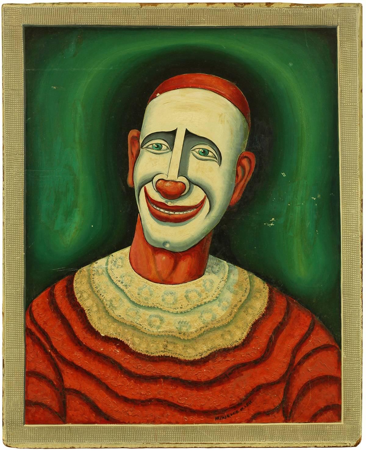 Clown,  Early 20th Century Playful Oil Painting on Board